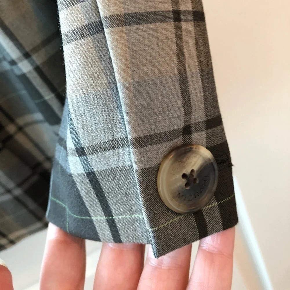 Isaac Mizrahi For Target Plaid Pleated Blazer Jacket